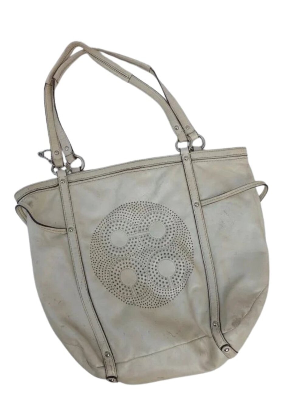 Coach Cream Audrey Andie Perforated Signature Leather Tote Bag  *READ*
